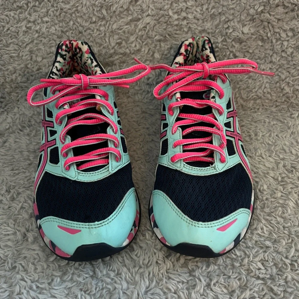 ASICS Gel-Frantic 7 Womens Running Shoes Size 6 Teal Pink‎ Mesh Camo T3A6Q